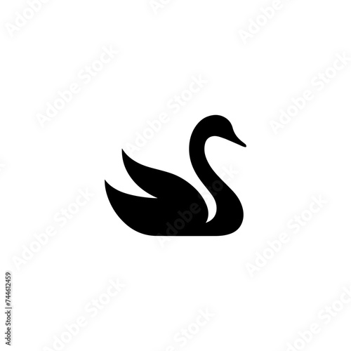 Fototapeta Naklejka Na Ścianę i Meble -  Simple Swan Logo Silhouette Vector Design on White Background