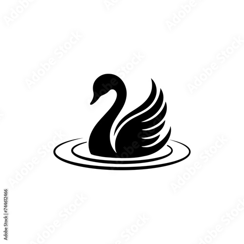 Simple Swan Logo Silhouette Vector Design on White Background