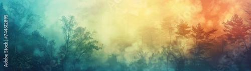 Super Ultrawide Abstract Colorful Background With Trees