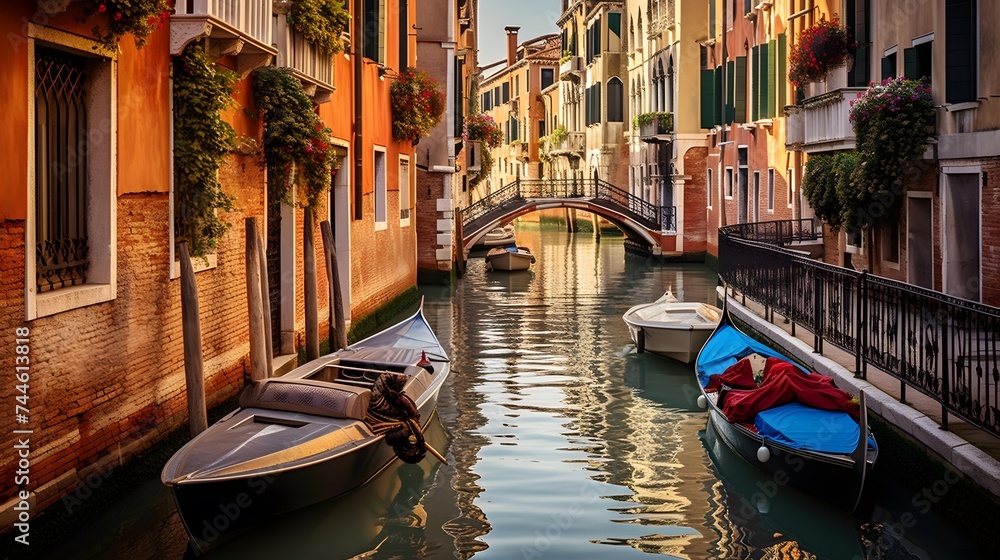 Panoramic view of a canal in Venice, Italy