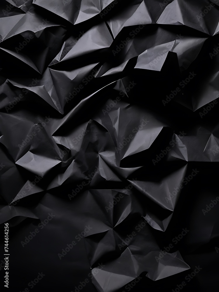 Obraz premium black crumpled paper texture background