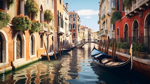 Gondola in Venice, Italy. Panoramic image. © I