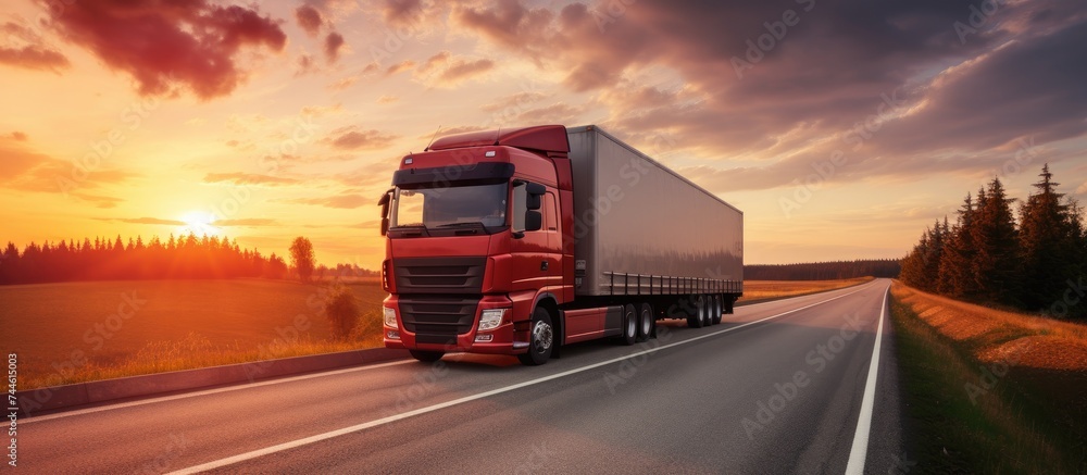 Freight trucks transporting cargo on the road for commercial shipping and express delivery.