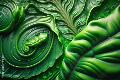 Dive into a digital wonderland with this vibrant green abstract art wallpaper