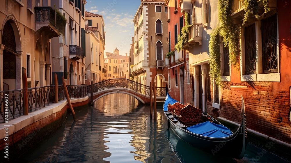 Venice, Italy. Panoramic view of a canal in Venice.