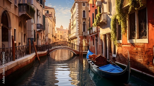 Venice  Italy. Panoramic view of a canal in Venice.