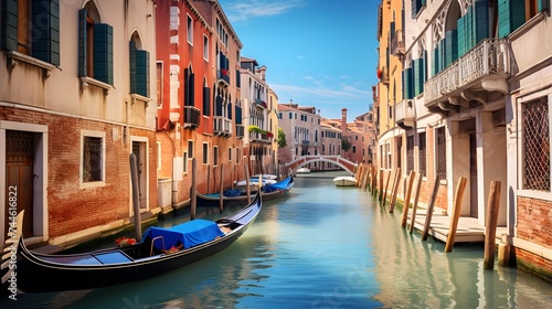 Canal in Venice, Italy. Panoramic view of Venice.