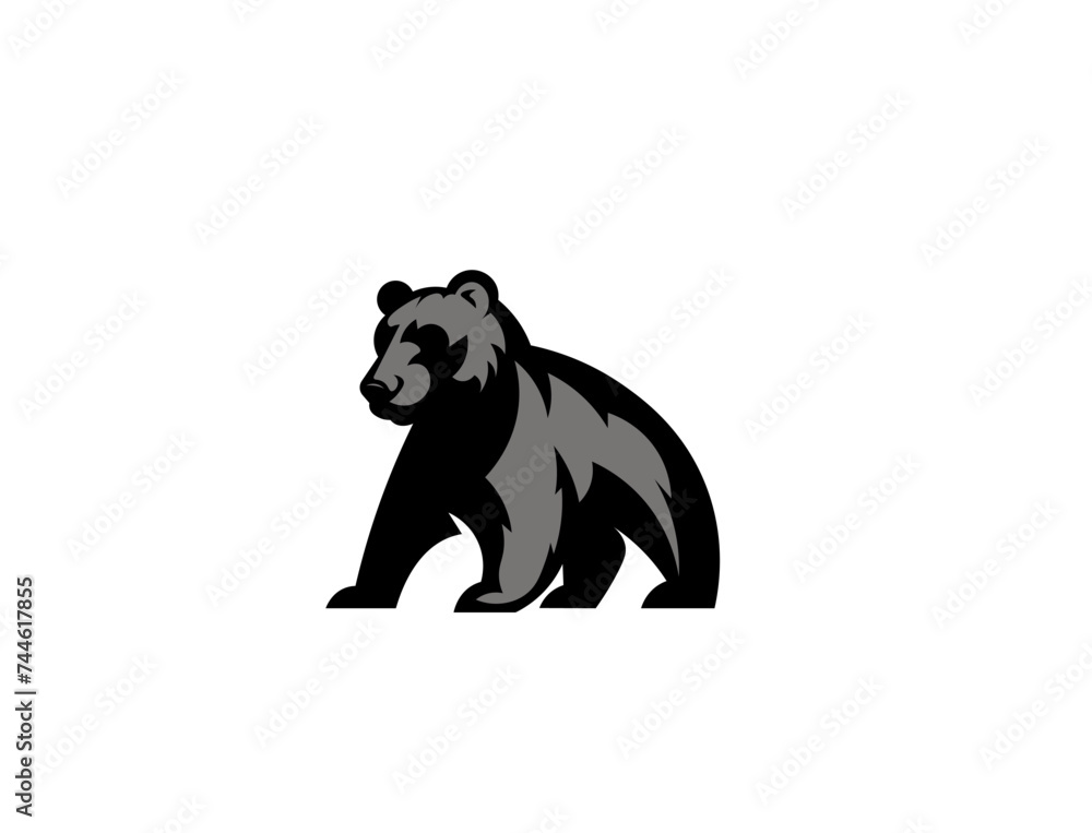 Fototapeta premium Vector illustration of a bear silhouette on a white background