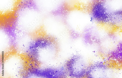 Abstract colorful purple and yellow ink splatter explosion illustration background isolated on horizontal ratio template. Social media post, website backdrop, poster print or brochure background.