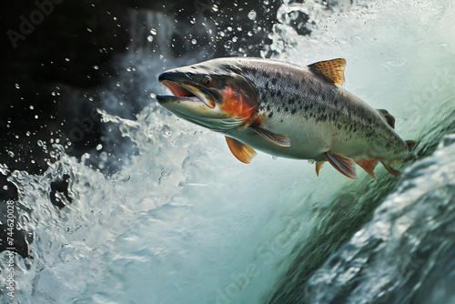 Salmon Jumping Waterfall Alaska