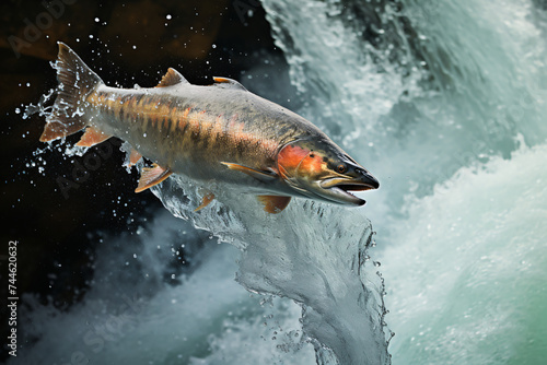 Salmon Jumping Waterfall Alaska