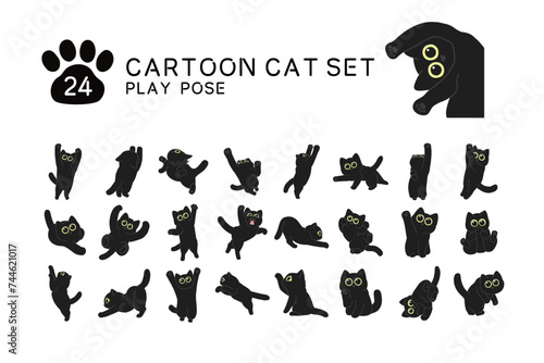 Cartoon touch cat illustration set
