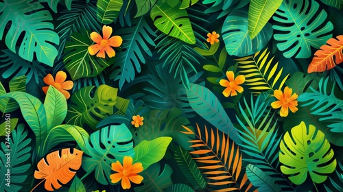 pattern about flowers and leaves, spring concept, background