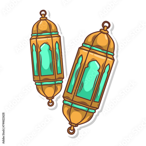 Hand draw islamic lantern for ramadhan kareem 