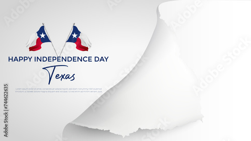 2 March - Texas Independence Day Postwith paper effect. Independence Day of Texas Background Design with Texas Flag Vector Illustration
