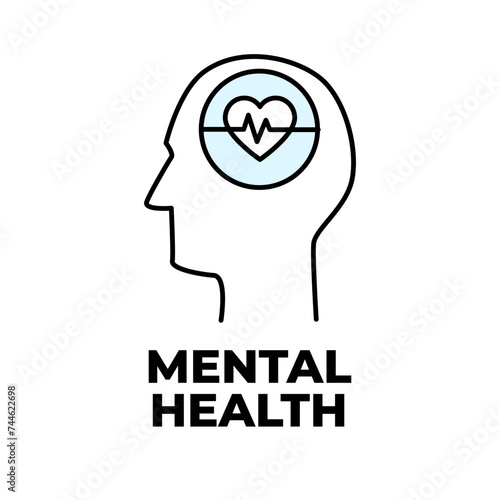 Fototapeta Naklejka Na Ścianę i Meble -  Mental health human head feelings icon sign outline design vector