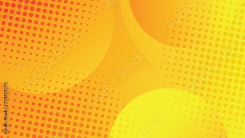 Abstract orange background with circles and halftone effect