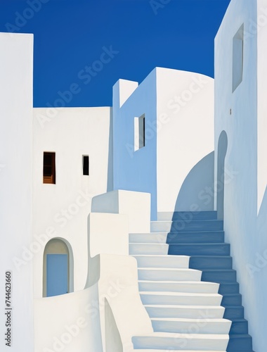 White Building With Steps Leading Up. Printable Wall Art.