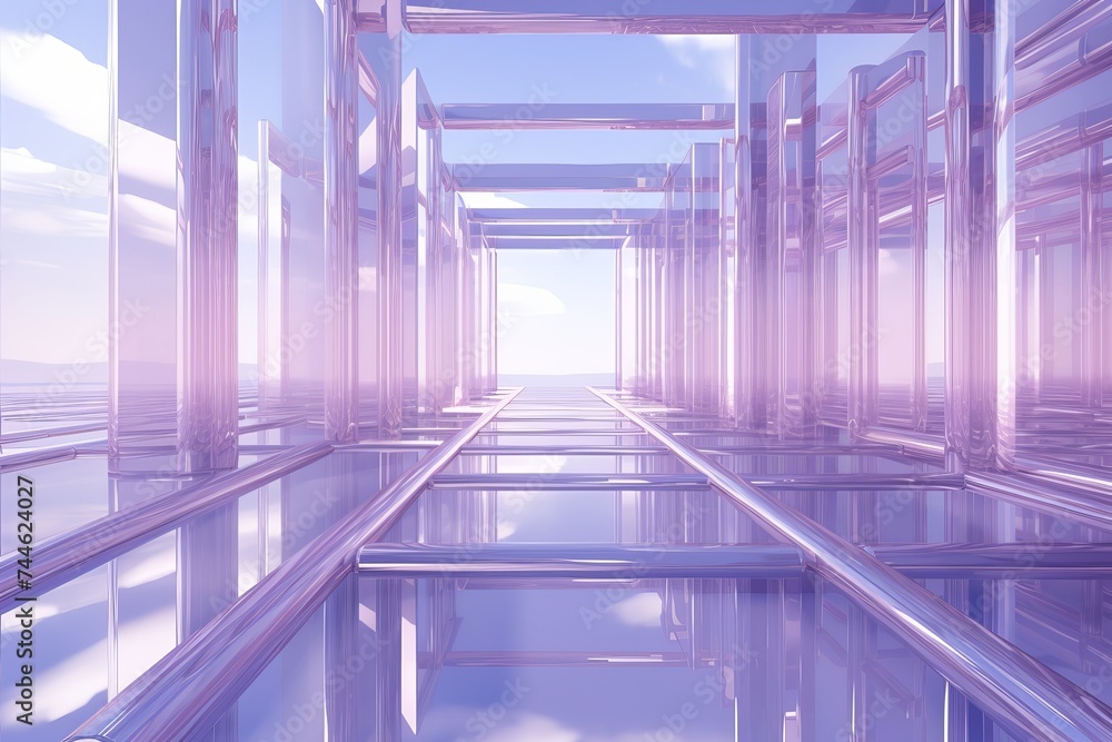 Obraz premium Futuristic Light Space with Soft Purple and Pink Background