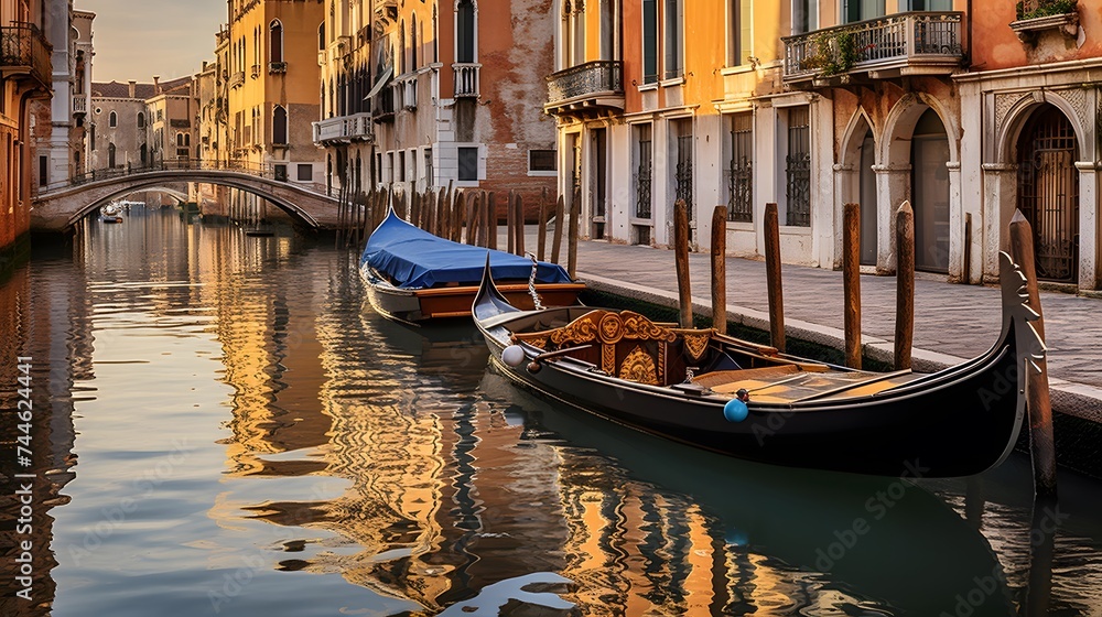Venice, Italy. Panoramic view of the beautiful canals of Venice.