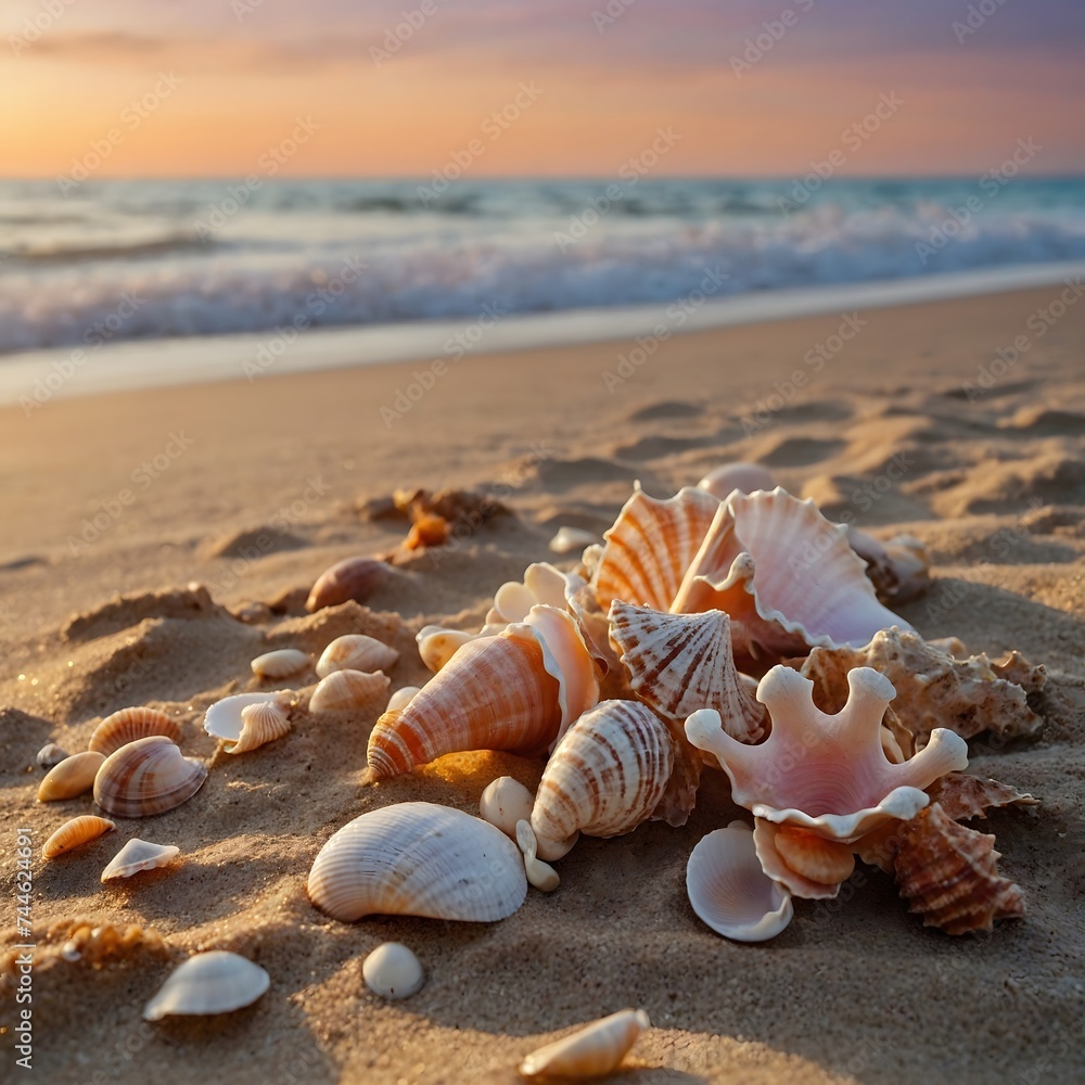 Summer Beaches A tranquil sunrise illuminating the cal Summer Beaches A tranquil sunrise illuminating the cal