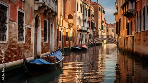 Venice, Italy. Panoramic view of a canal in Venice. © I