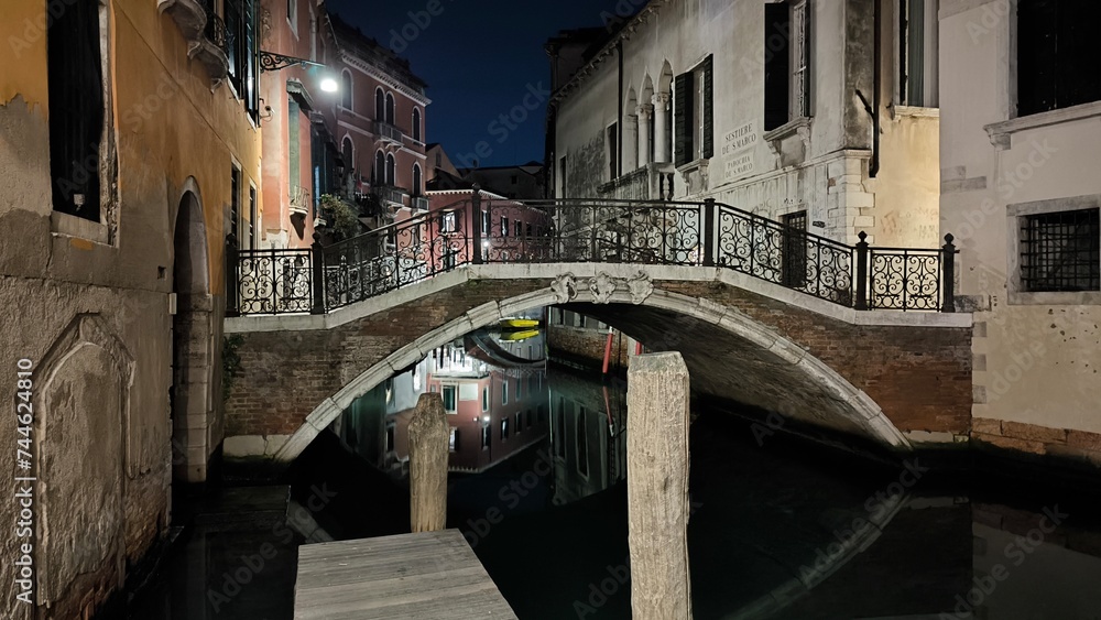 Venice night views with bridge