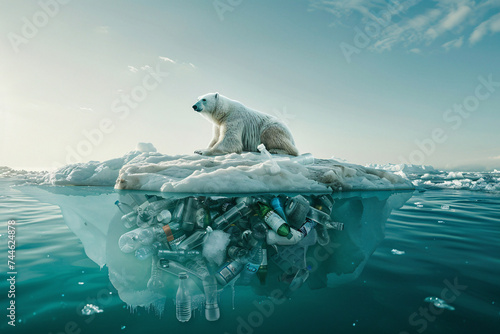 Global Warming Alert: Polar Bear on Melting Iceberg