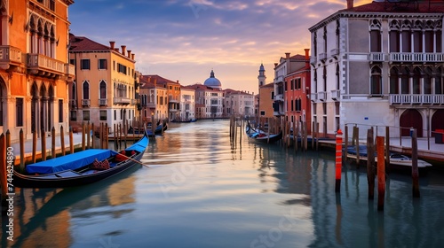 Grand Canal at sunset, Venice, Italy. Panoramic view © I