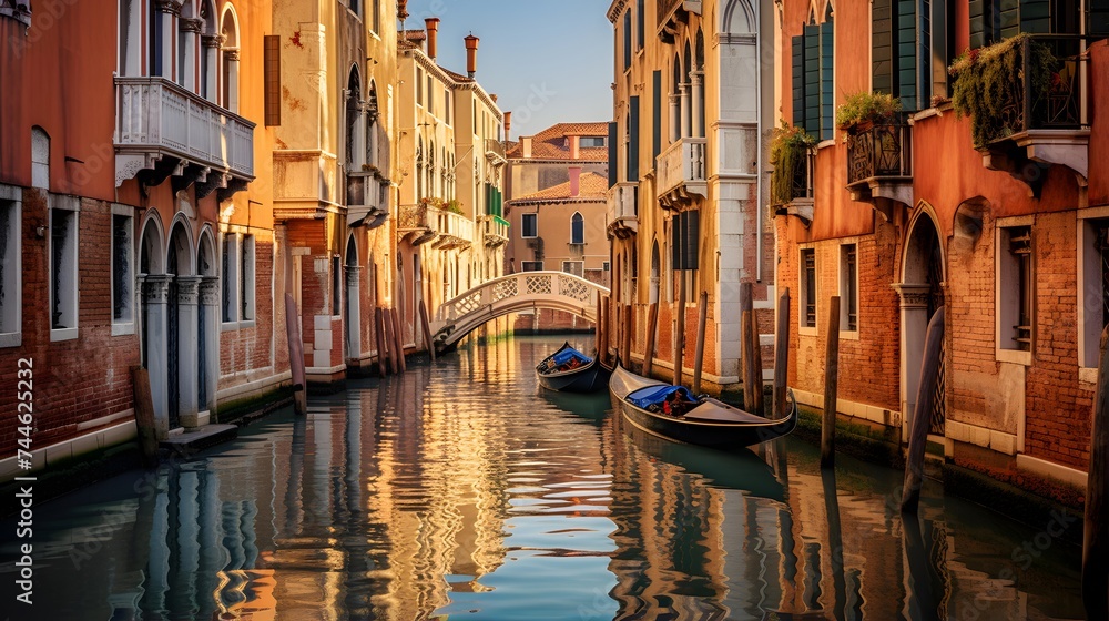 Canal in Venice, Italy. Panoramic view of Venice, Italy.