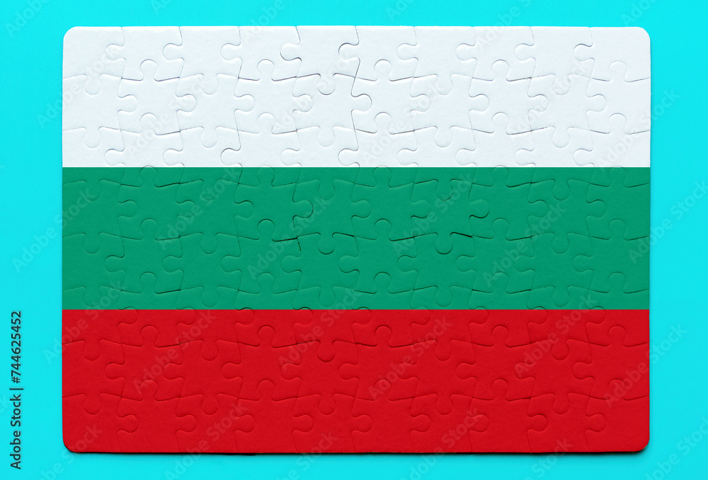 Bulgarian Flag Jigsaw Puzzle on Blue