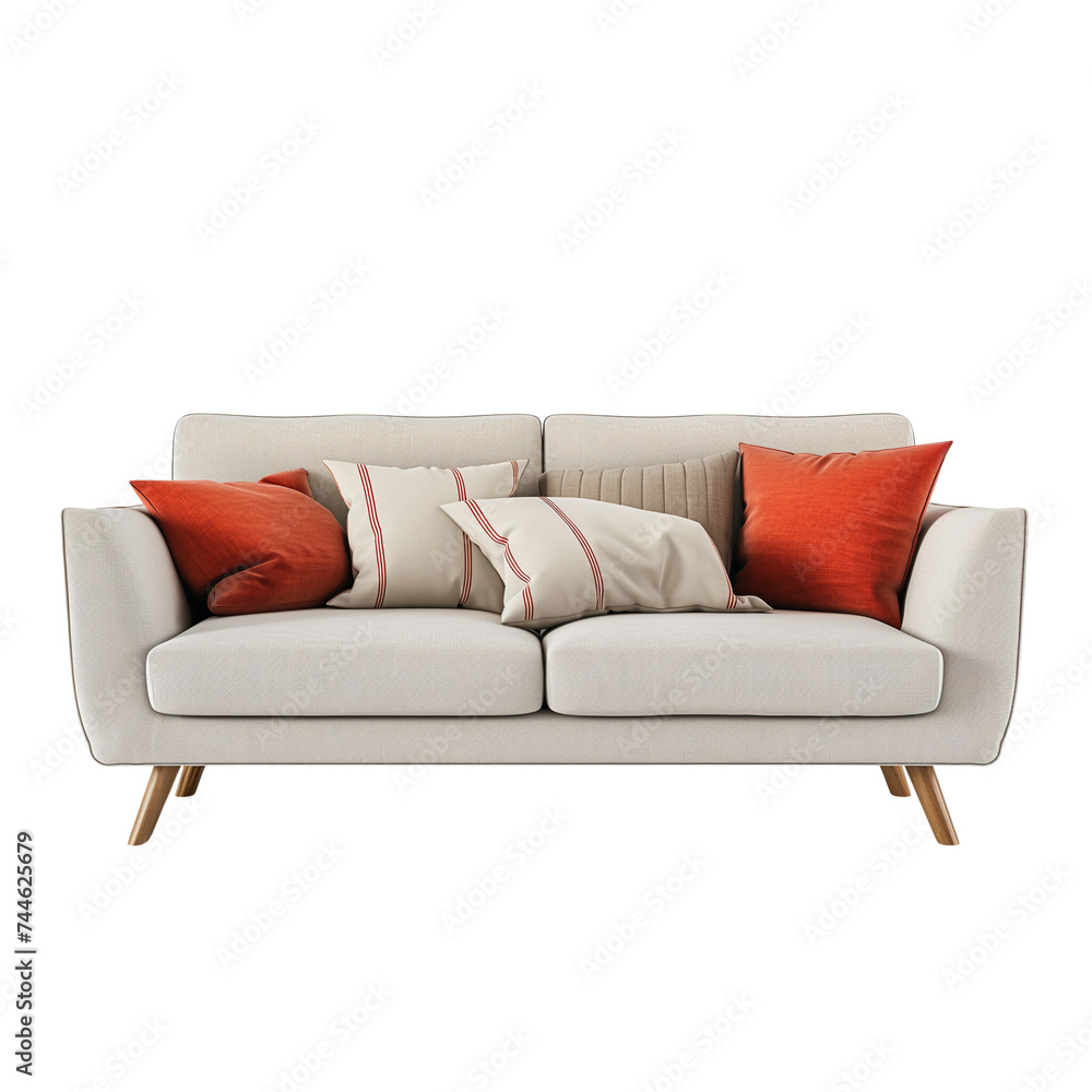Fototapeta premium New sofa with red and white pillow 