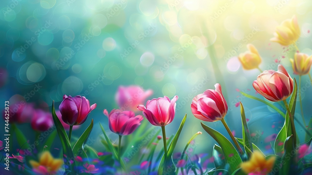 Beautiful colourful tulip flowers background in spring Beautiful colourful tulip flowers background in spring
