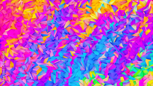 Colorful rainbow artistic bright triangular geometric background. Multicolored rainbow rumpled faceted irregular polygonal background. Gradient polygons in rainbow spectrum colors. Vector illustration