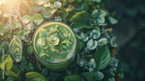 Fresh Juice Smoothie Made with Organic Greens, Spirulina, Protein Powders