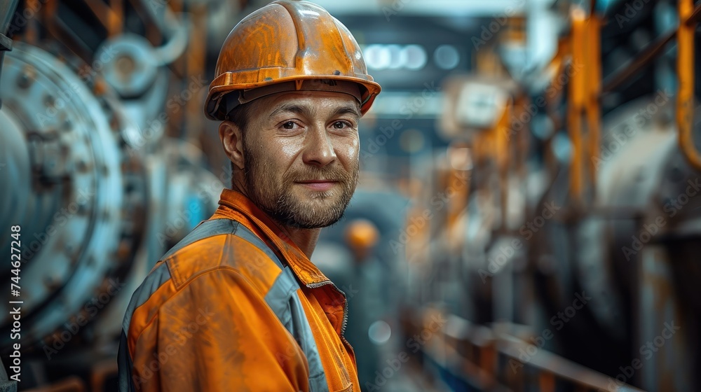A mining worker working in a factory. Generative AI. A mining worker working in a factory. Generative AI.