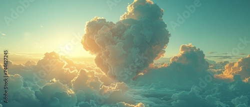 The heart-shaped cloud symbolizes love
