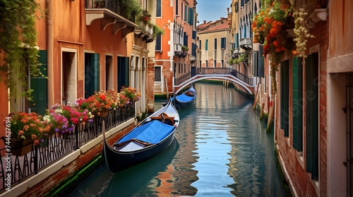 Venice, Italy. Panoramic view of the beautiful canals of Venice. © I
