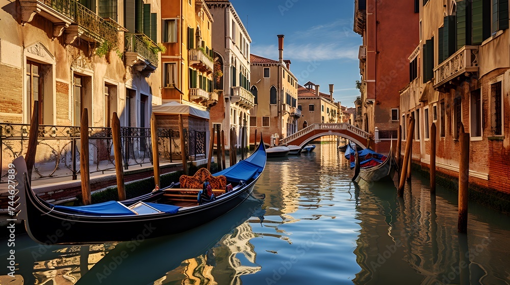 Panoramic view of the Grand Canal in Venice, Italy.
