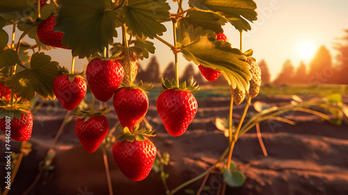 Strawberries, fresh organic strawberries, macro shot