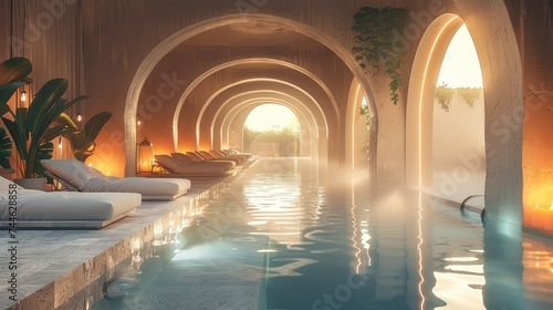 Luxury spa resort. Generative AI. © visoot