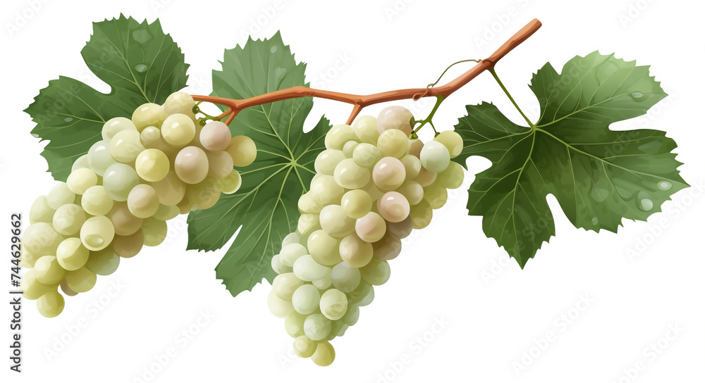 Fototapeta premium grape branch with fruits and leaves isolated on a transparent background, png