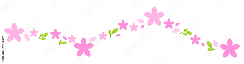 Cute wave cherry blossom border spring flowers divider ornament illustration vector Cute wave cherry blossom border spring flowers divider ornament illustration vector
