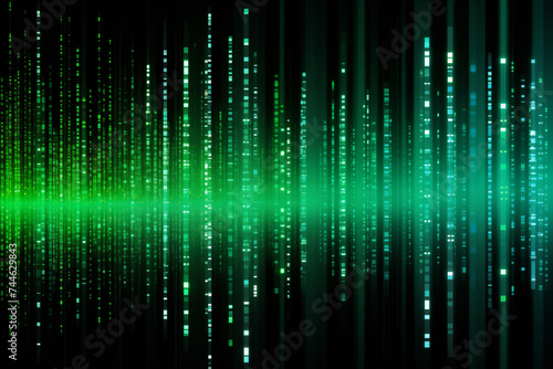 Abstract green binary matrix code background.