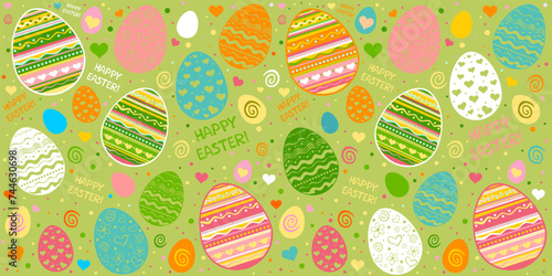 Easter egg seamless pattern. Spring holiday background for printing on fabric, paper for scrapbooking, gift wrap, wallpapers, textile fabric design, wrapping paper, website wallpapers, textile. Vector
