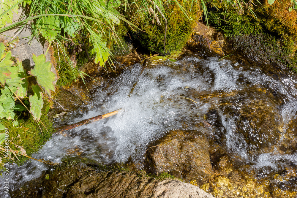 walking along the bed of a mountain river with a visit to unexplored places of the sources of drinking water walking along the bed of a mountain river with a visit to unexplored places of the sources of drinking water