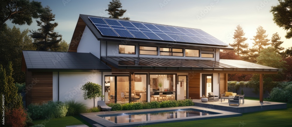 Fototapeta premium Roof-mounted solar panels for homes
