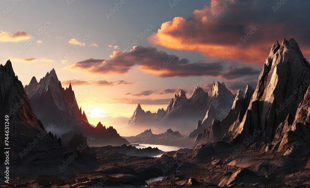 render Fantasy landscape of black roc