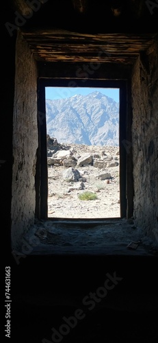 skardu  kharpocho fort Mountain Vista through an Ancient Window 