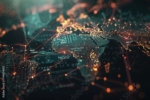 Network background images concept world map point and line node telecommunication internet 5G network communication transportation background blue and black technology futuristic 